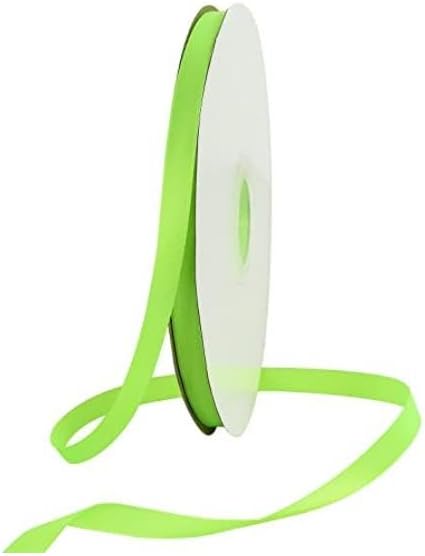 TONIFUL 3/8 Inch x 100yds Fluorescent Apple Green Satin Ribbon Thin Solid Fabric Ribbons Roll for Gift Wrapping Floral Hair Balloons Craft Sewing Party Wedding Decoration Valentine's Day Halloween