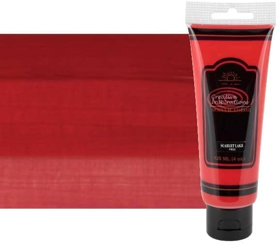Creative Inspirations Acrylic Paint - Scarlet Lake - 120 mL Tube - Smooth & Creamy Consistency, Vibrant Pigmentation, Great Coverage for Artists - Clean Up with Soap & Water