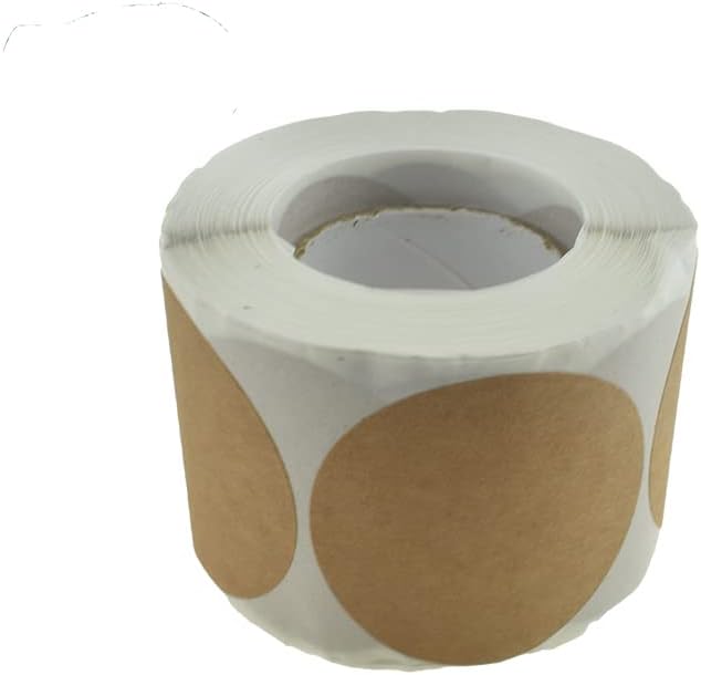 HAHIYO 2Inch 500Pcs Natural Brown Kraft Sticker Round Label Sticker Roll Round Blank Label Sticker to Write On Permanent Adhesive Dot Sticker for Jar and Canning Label Price Tag Store Organizing