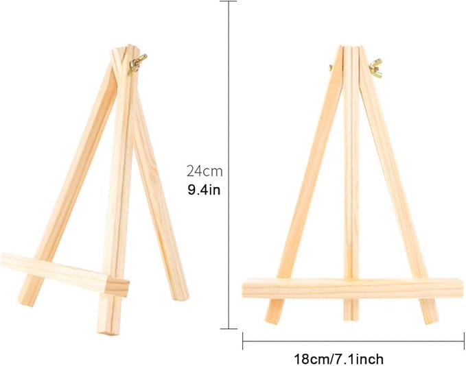 9.4" Tall Natural Pine Wood Tripod Easel Photo Painting Display Portable Tripod Holder Stand& Adjustable Wooden Tripod Tabletop Holder Stand for Canvas