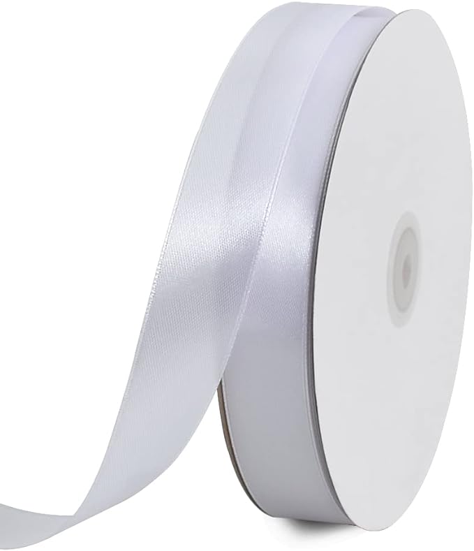 TONIFUL 1 Inch x 100yds White Satin Ribbon, Thin Solid Color Satin Ribbon for Gift Wrapping,Halloween, Hair Bows Making, Wedding Party Decoration, Sewing, Invitation Cards, Floral Bouquets, Christmas