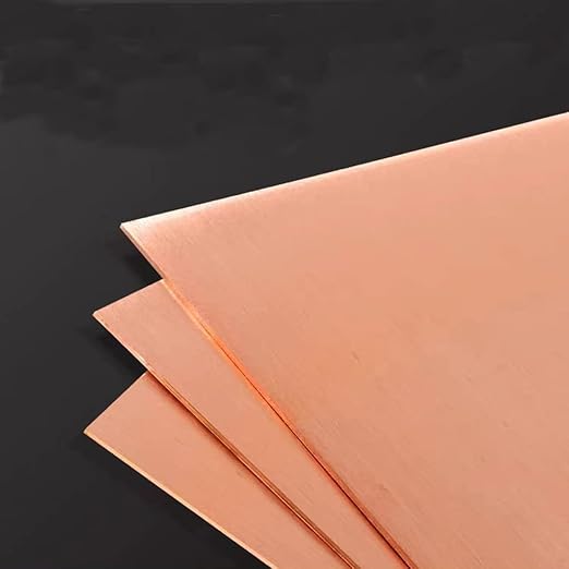 4 Pcs 99.9% Pure Copper Sheet, 4" x 4", 28 Gauge(0.3mm) Thickness, Double Sided Film Attached Copper Sheets Metal Plates for Crafting, Modelers, Jewelry, Repairs, Electrical