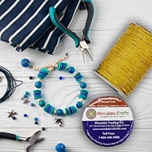Mandala Crafts 1.5mm 109 Yards Peacock Green Cotton Waxed Cord for Jewelry Making - Beading String Thread for Bracelets and Necklaces