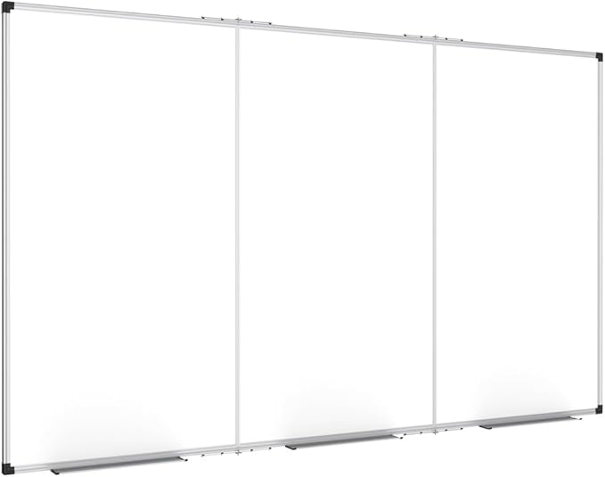 XBoard Magnetic Whiteboard 96 x 48 Inch, Giant Foldable Dry Erase White Board for Wall with Marker Tray 8' x 4' | Aluminum Frame Presentation Board