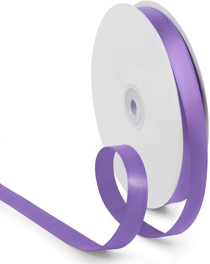 5/8 Inch 100 Yards Satin Ribbon Light Purple, Solid Color Fabric Ribbon for Gift Wrapping, Wedding, Polyester Gift Ribbon for Birthday Party Decoration, Craft, Hair, Floral, Sewing