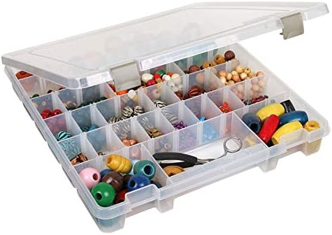 ArtBin 9101AB Super Satchel Slim with Removable Dividers, Art & Craft Organizer, [1] Plastic Storage Case, Clear, Divided Compartments