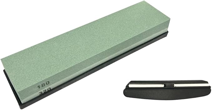 YKLP Knife Sharpening Stone,Whetstone Set Kitchen Knife Sharpener Stone 2 Side 180/320 Grit,Wet Stones for Sharpening Chisel Blades, Knives, Scissor Blades with Non-slip Rubber Base and Angle Guide
