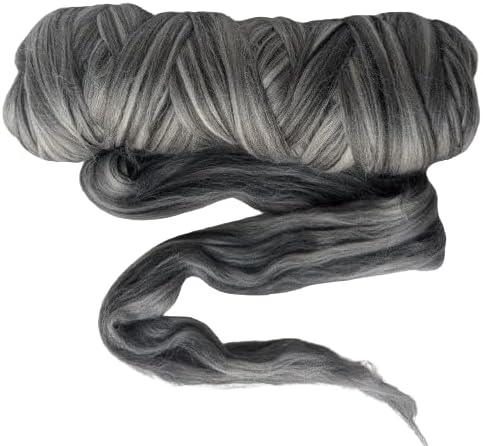 Multi Colored Natural Wool roving 1 lb. Best Wool for Needle Felting, Wet Felting, handcrafts and Spinning. (Midnight black1lb)