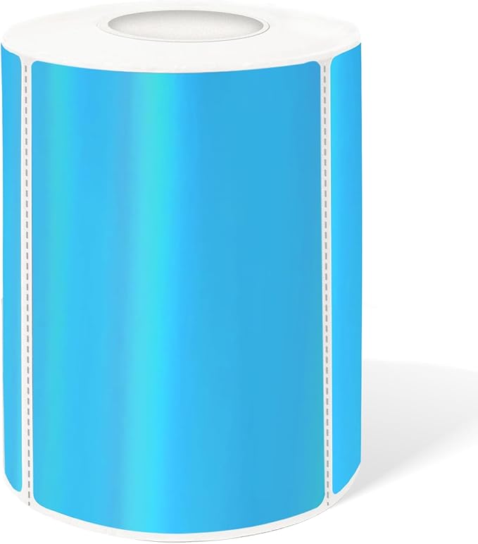 2" x 3" Holographic Thermal Label Stickers Blue,Printable Rainbow Glitter Thermal Printer Sticker Labels for Gift Wrapping, Self-Adhesive Name Price Tag DIY Custom Logo Design (280 pcs)