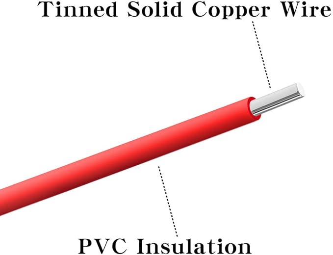 BNTECHGO 22 Gauge PVC 1007 Solid Electric Wire Blue 100 ft 22 AWG 1007 Hook Up Tinned Copper Wire