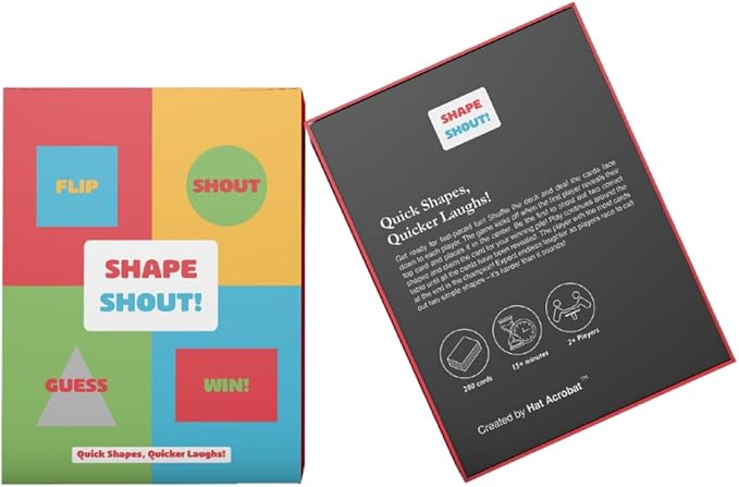 Hat Acrobat Shape Shout! - The Tricky Game for Adults and Teens - Hilarious Games Family Will Approve - Card Games for Adults and Teens - Shape and Color Match Game