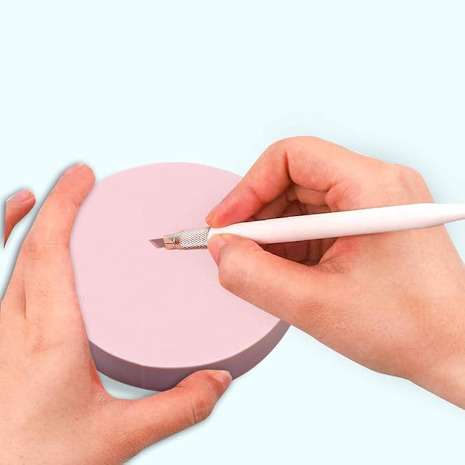 8 Pcs 2"x2" Pink Rubber Carving Blocks for Stamp Soft Rubber Crafts, Soft and Easy to Carve (Round)