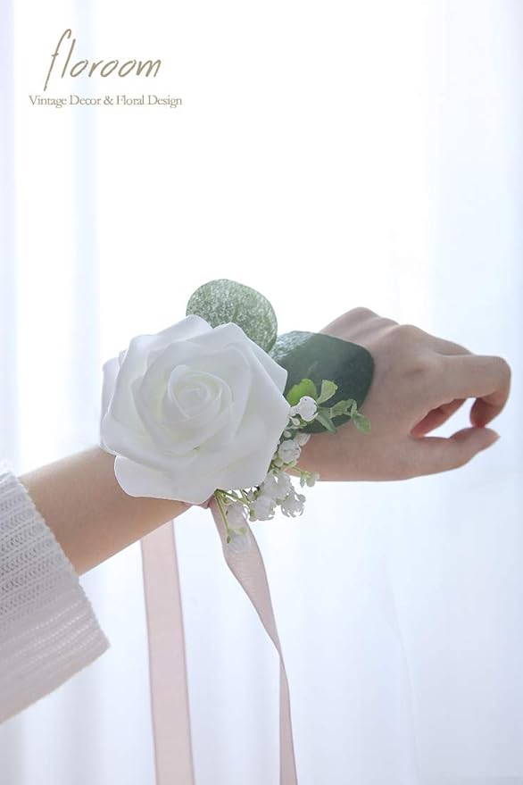 Floroom Artificial Flowers 50pcs Realistic White Foam Fake Roses with Stems for DIY Wedding Bouquets Baby Shower Centerpieces Floral Arrangements Party Tables Home Decorations