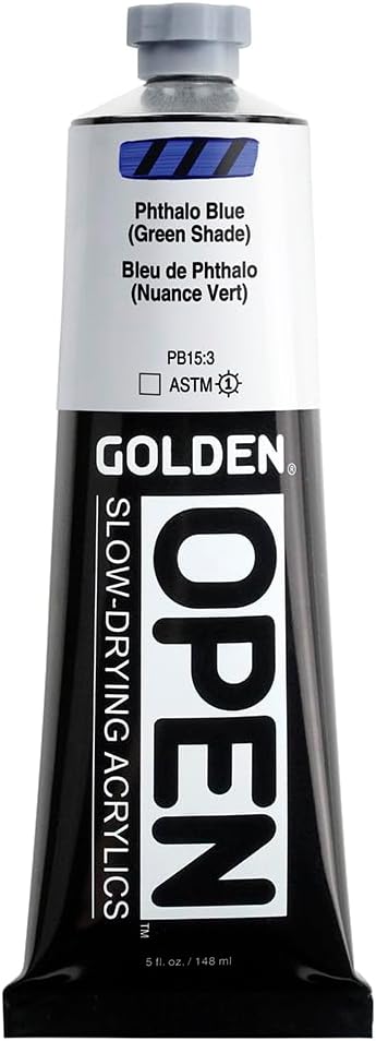 OPEN Slow-Drying Acrylics by GOLDEN, Phthalo Blue/G.S., 5 fl oz. tube, Professional Acrylic Paint, Transparent
