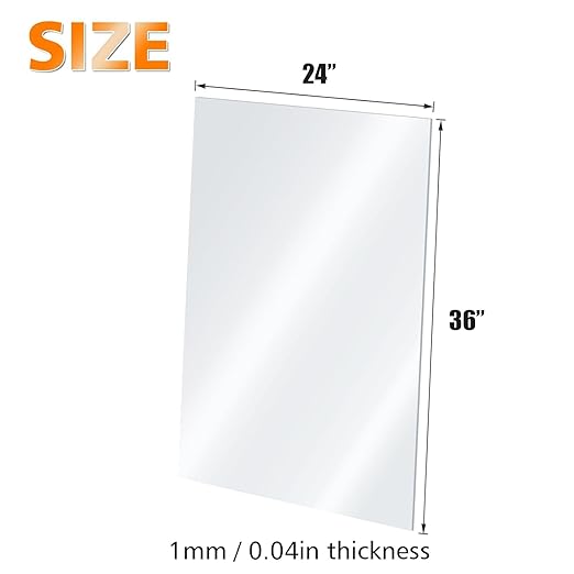 Egofine Plexiglass Sheets Acrylic Sheets 3 Pack of 24x36’’ 0.04 Thick Clear Plastic Cast Transparent Plexi Glass for Crafting Projects, Replacement Picture Frame Glass, DIY Display, Easy to Cut