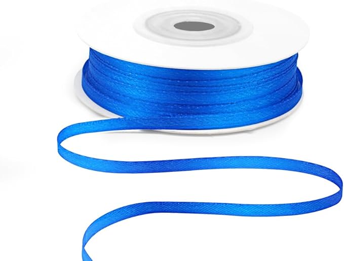 KMER LIFE 1/8"" Wide x 50 Yards Royal Blue Polyester Satin Ribbon, Royal Blue Satin Ribbon Perfect for Wedding Decor, Wreath, Crafts, Gift Wrapping & Other Projects (Royal Blue)