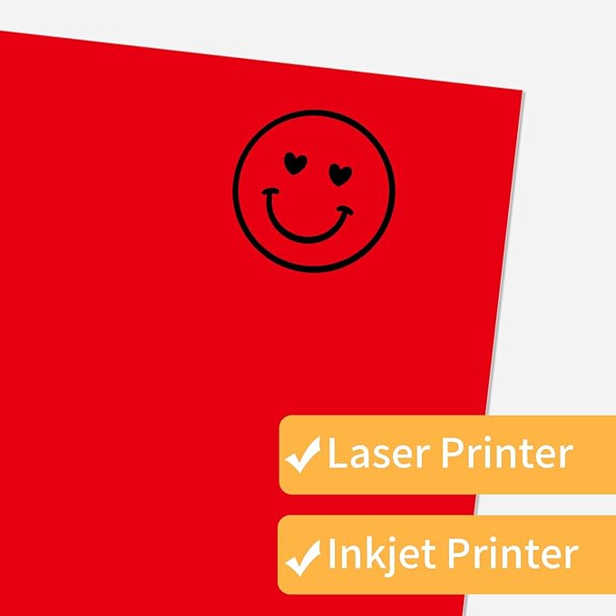Printable Sticker Paper, 20 Sheets Red Printable Sticker Paper, Laser/Inkjet Printing- Matte Red, Letter Size (8.5" x 11")