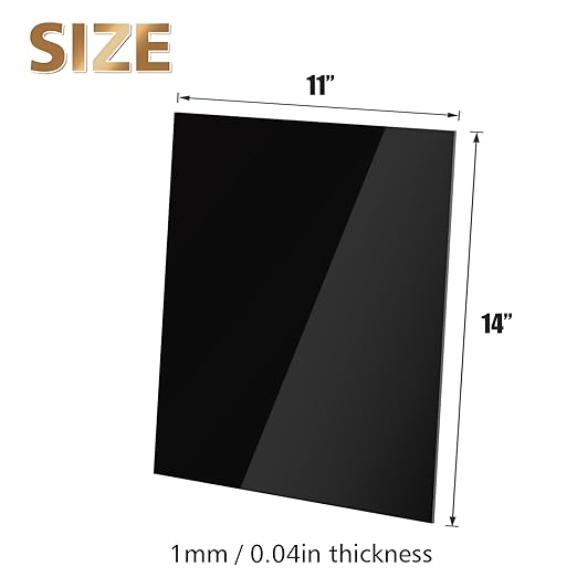 Egofine 11" x 14" Black Plexiglass Sheets 6 Pack 0.04 Inch Cast Acrylic Sheet Thick for DIY Craft Projects, Painting, Photography, Sign, Display Stand, Home Decor, Easy to Cut