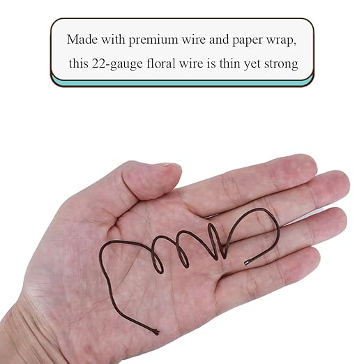 HAHIYO 20Gauge Brown Paper-Wrapped Metal Floral Wire 14 Inches(36cm), 70 Pack Flexible Paddle Wires Florist Wire Garden Wires for Craft Christmas Wreath Flower Arrangement Bouquet Wrapping Wedding DIY