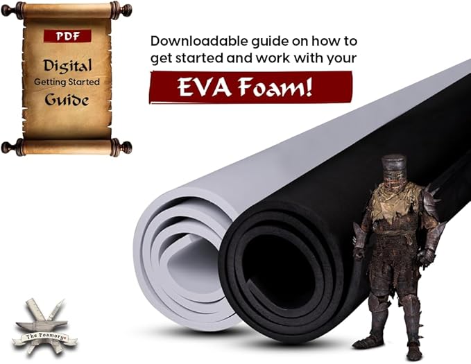 Shape Retention EVA Cosplay Foam 4mm (1mm-10mm) 14x39 inch Black or White High Density EVA Foam Sheets. Premium 85 kg/m3 Heat Shape Material for DIY Convention or Halloween Costumes by The Foamory