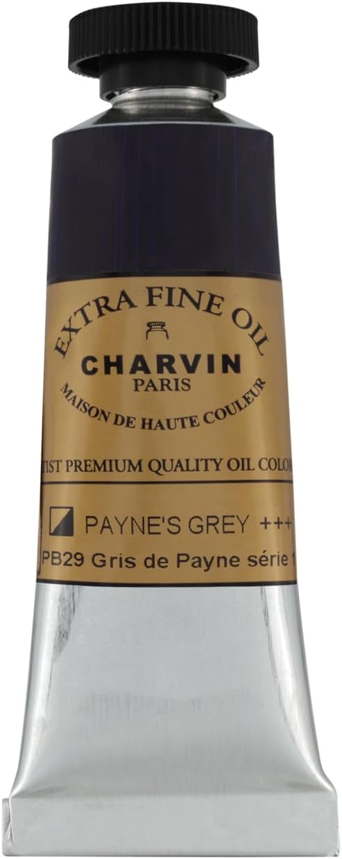 Charvin Extra Fine Oil Paint, Payne's Grey 20 ml - Triple-Milled, Rich Texture, Poppy Oil-Based, Light-Fast, Handmade, Archival Quality