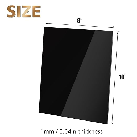 Egofine 8" x 10" Black Plexiglass Sheets 20 Pack 0.04 Inch Cast Acrylic Sheet Thick for DIY Craft Projects, Painting, Photography, Sign, Display Stand, Home Decor, Easy to Cut