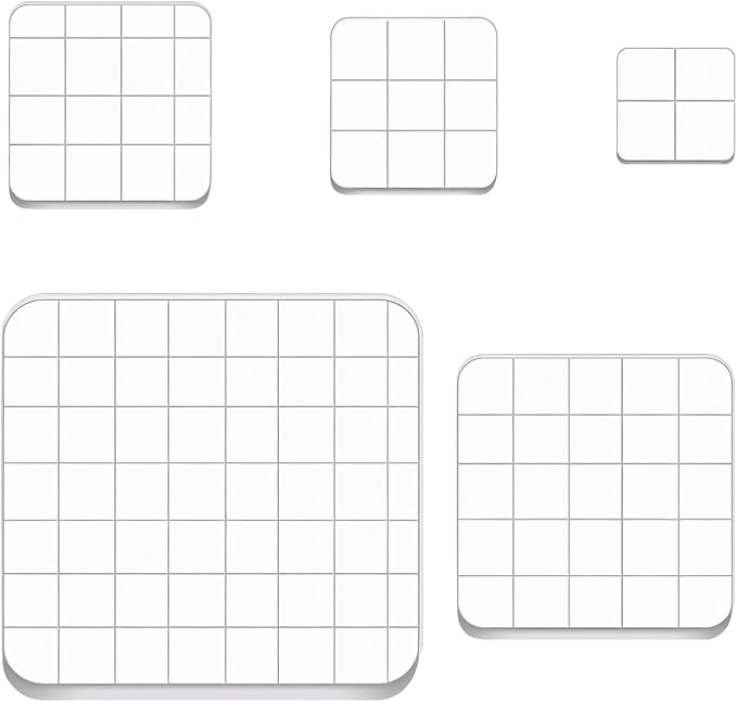 5pcs Acrylic Stamp Block, Acrylic Blocks for Stamping with Grid Lines, Assorted Sizes Stamp Block for DIY Crafts Scrapbooking Card Making Ornaments Stamping Projects