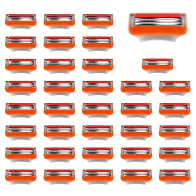 36 Replacement Blades Compatible with GL-Fusion 5 Style Razors (orange), Wet Razors Men's Blades Value Packs