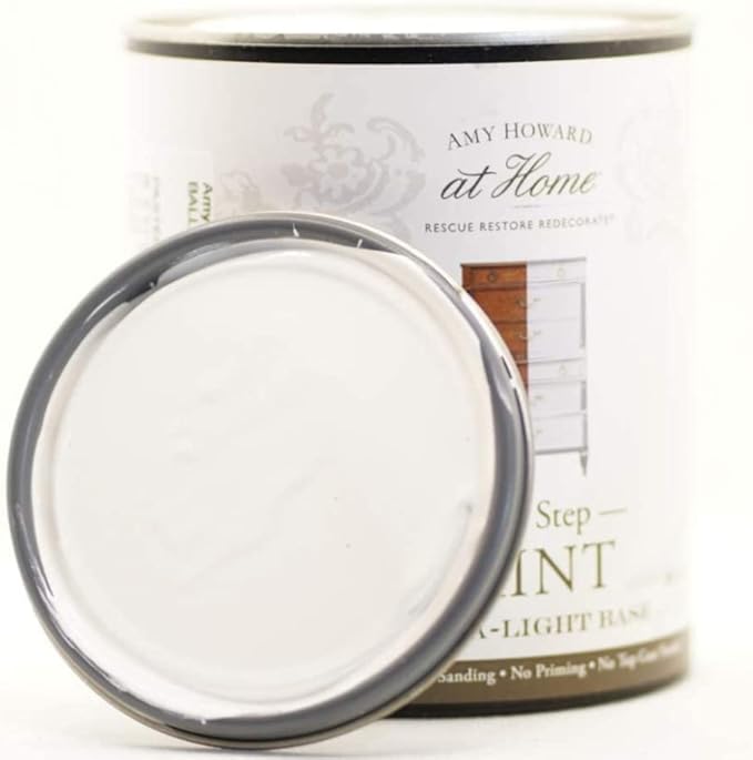 AMY HOWARD AT HOME Chalk-Based One Step Paint for Furniture, Cabinetry, Decor, Finish, and More | No Stripping, Sanding, or Priming | Ultra-Light Base | 16 Ounce | Ballet White