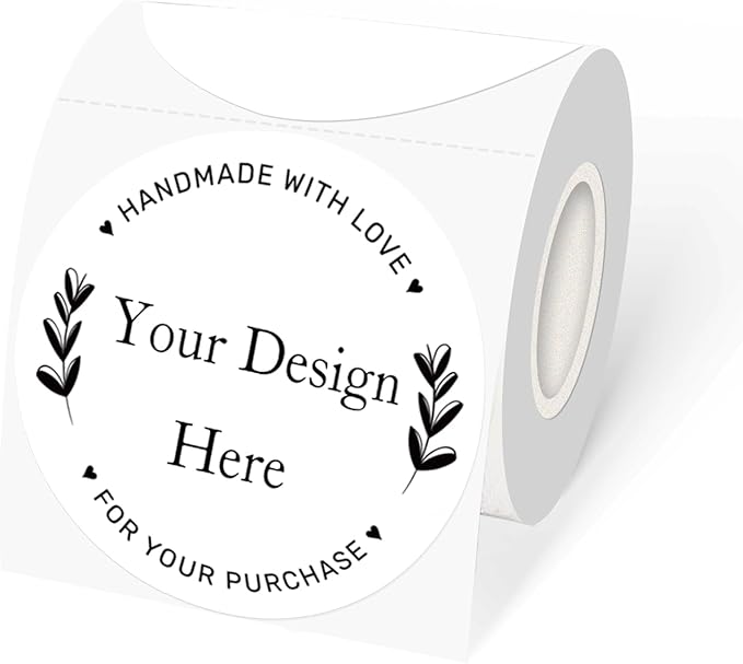3 Inch White Round Thermal Sticker Labels, Waterproof Circle Direct Thermal Labels, Multi-Purpose Self-Adhesive Sticker Label for DIY Logo Design- 200 Sheet/Roll