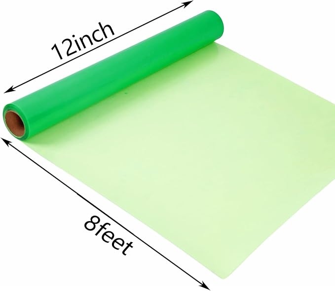 guangyintong Glow in The Dark Heat Transfer Vinyl HTV Rolls, 12" x 8ft Luminous Fruit Green Iron on Vinyl for T-Shirts Costumes, PU Elastic HTV Vinyl for All Cutter Machines Easy to Cut & Weed