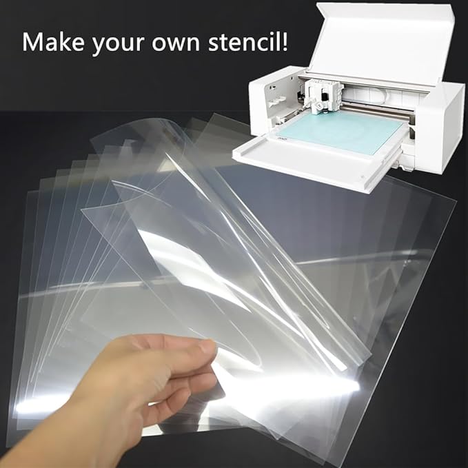 12-Pack 6 mil 12-Inch-by-12-Inch Blank Stencil Sheet for Cricut Vinyl, Silhouette, Transparent PET Acetate Mylar Craft Template Material
