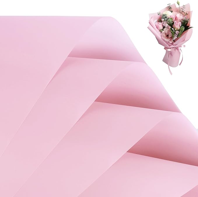 FUHITIM 20 Sheets Flower Wrapping Paper -Waterproof Floral Bouquet Wrapping Paper Used for DIY Crafts, Gift Packaging, Florist Supplies Packaging Paper for Wedding Birthday Gift (Pink)