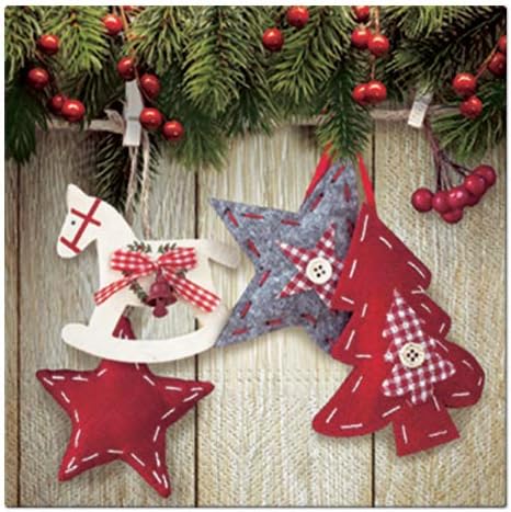 20-ct 13x13 Christmas Paper Decoupage Napkins, 3-Ply Servilletas Tissue Napkin for Dinner and Parties, Disposable Napkins (Stars)