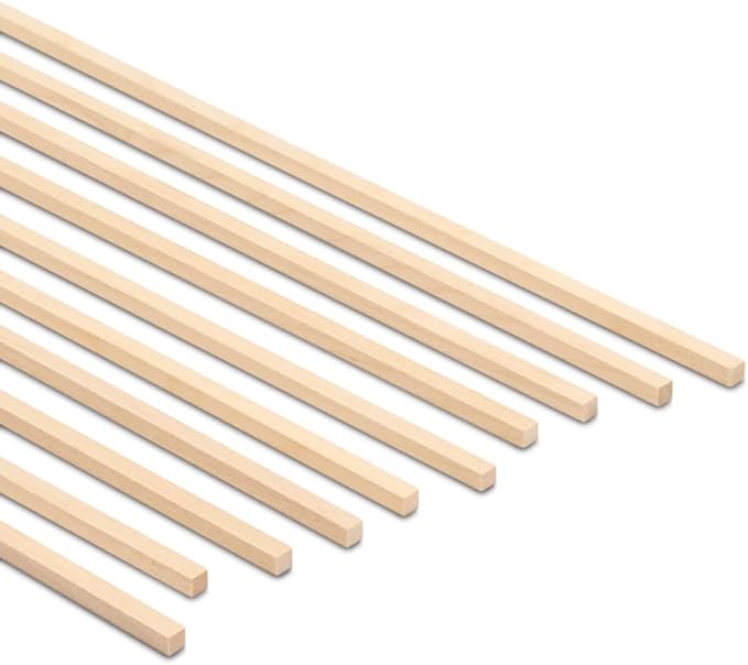 DIY Wooden Square Dowel Rod 3/16-inch x 12 Pack of 50 Hobby Wood Sticks for Crafts, Wood Trim & Architecture Model Making, by Woodpeckers