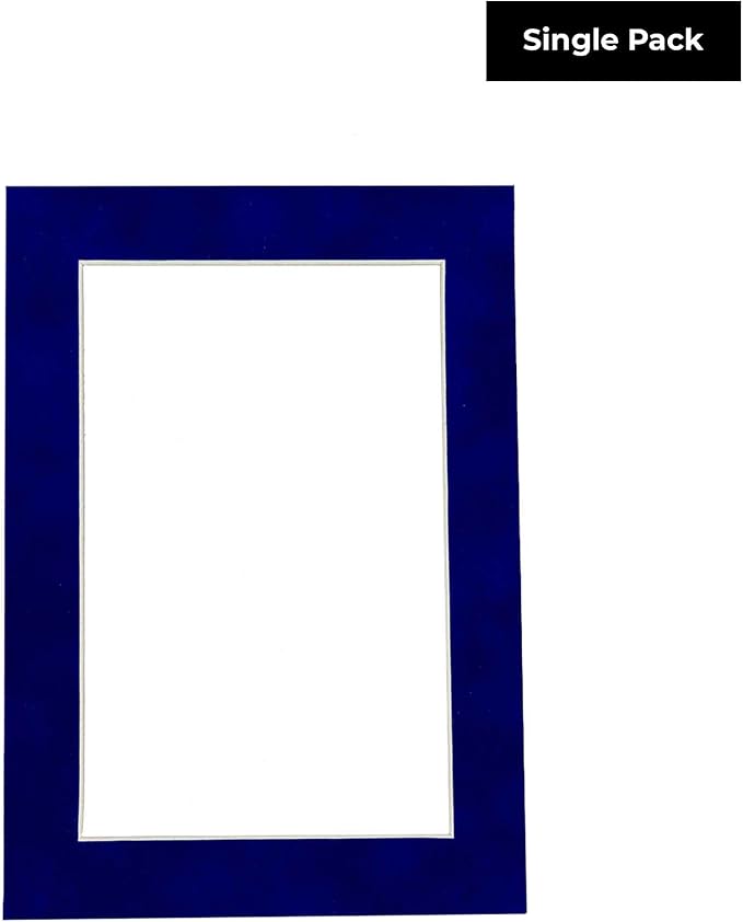 8x10 Mat Bevel Cut for 5x8 Photos - Acid Free Royal Blue Suede Precut Matboard - For Pictures, Photos, Framing - 4-ply Thickness
