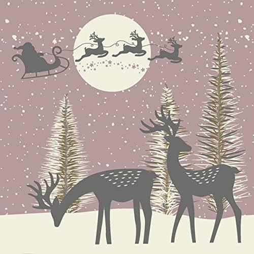 20-ct 13x13 Christmas Paper Decoupage Napkins, 3-Ply Servilletas Tissue Napkin for Dinner and Parties, Disposable Napkins (Santa Sleigh)