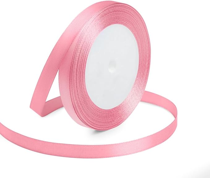 KMER LIFE Solid Color Light Pink Satin Ribbon, 3/8 Inches x 25 Yards Fabric Satin Ribbon for Gift Wrapping, Crafts, Hair Bows Making, Wreath, Wedding Party Decoration and Other Sewing Projects