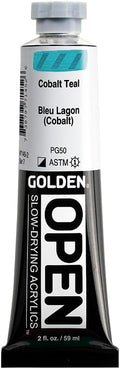 OPEN Slow-Drying Acrylics by GOLDEN, Cobalt Teal, 2 fl oz. tube, Professional Acrylic Paint, Semi-Opaque