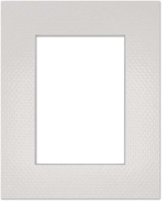 8x10 Mat Bevel Cut for 6x8 Photos - Acid Free Golf Ball Texture Precut Matboard - For Pictures, Photos, Framing - 4-ply Thickness