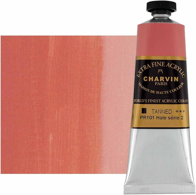 Charvin Extra Fine Professional Acrylic Paint - Tanned, 150ml Tube, Triple-Milled, Lightfast Pigments, Open Stock Artist Acrylic Paints in Nature-Inspired Hues