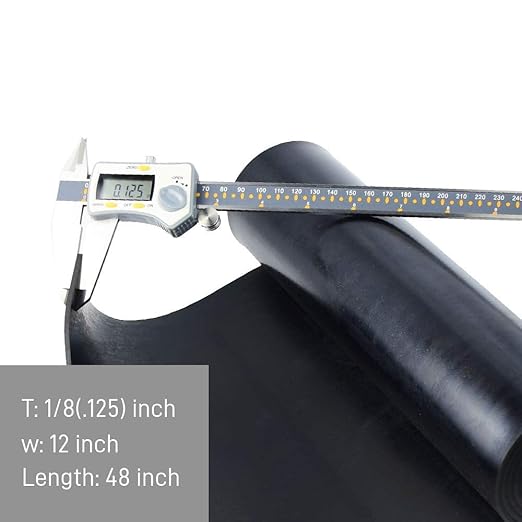 DOBTIM Neoprene Rubber Sheet Rolls 1/8 (.125)" Thick X 12" Wide X 48'' Long, Solid Rubber Strips Use for Gaskets DIY Material, Supports, Leveling, Sealing, Protection, Abrasion, Flooring, Black