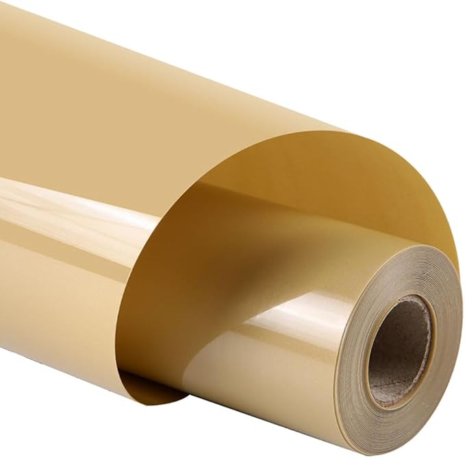 guangyintong Soil Golden Heat Transfer Vinyl HTV Rolls, 12" x 8ft Soil Golden Iron on Vinyl for T-Shirts Glossy Surface HTV Vinyl for All Cutter Machines Easy to Cut & Weed for Heat Vinyl Design