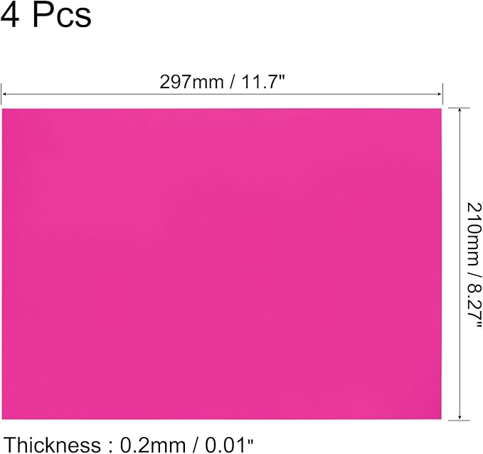 uxcell 4Pcs A4 Gel Light Lighting Filter Overlay Transparent Color Correction Plastic Vinyl PVC Sheets Photography Television Pink,0.2mm
