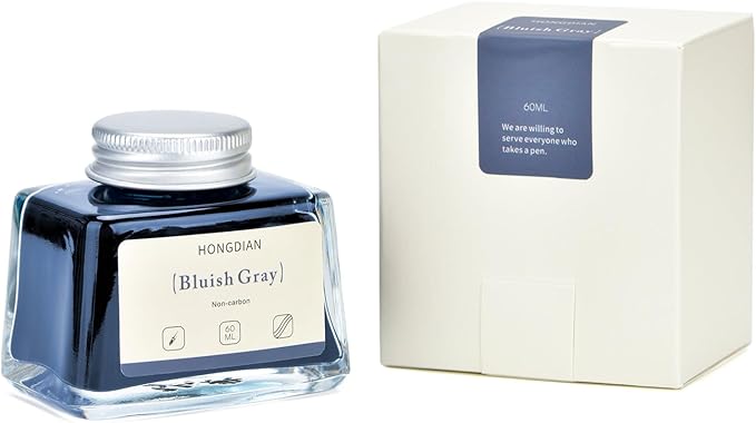 Hongdian Fountain Pen Bottled Ink Bluish Gray, 60ml Fountain Pen Bottled Ink, Non Carbon