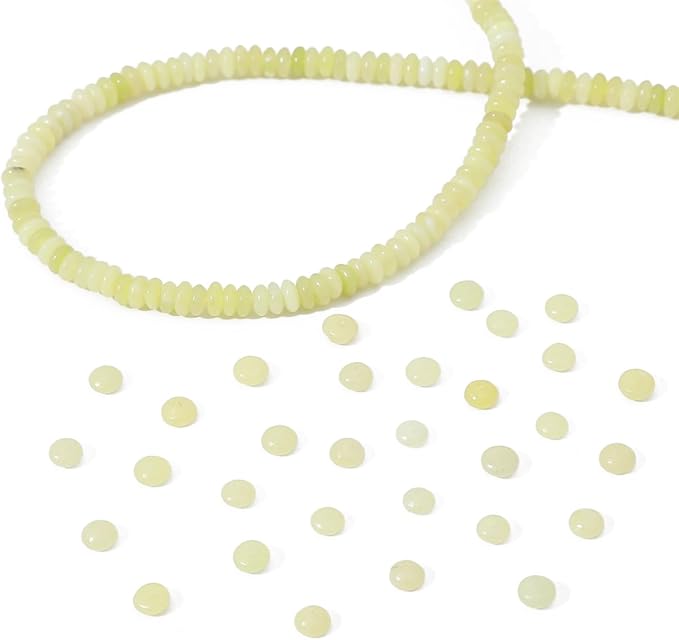 Natural Lemon Jade Disk Stone Beads 4x2mm 160pcs Rondelle Loose Semi Gemstone Beads for Jewelry Making Design