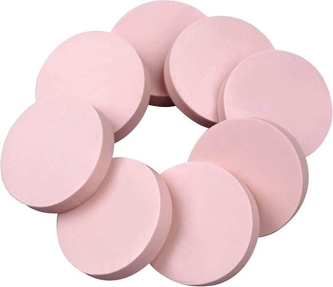 8 Pcs 2"x2" Pink Rubber Carving Blocks for Stamp Soft Rubber Crafts, Soft and Easy to Carve (Round)