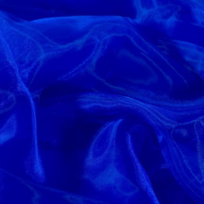 Fynite Royal Blue Organza Fabric by The Yard | 1 Yard Long | 44" Wide | Bridal Soft Sheer Organza Tulle for DIY Wedding Dress Fashion Craft Decorations