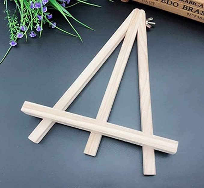 9.4" Tall Natural Pine Wood Tripod Easel Photo Painting Display Portable Tripod Holder Stand& Adjustable Wooden Tripod Tabletop Holder Stand for Canvas