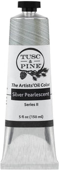 Tusc & Pine Artist Oil Paint - Silver Pearlescent, 150 ml, Non-Yellowing, Rich & Creamy Consistency, Maximum Pigment Load, Small Batch Milled Oil Paints Made in the USA for Professional Artists